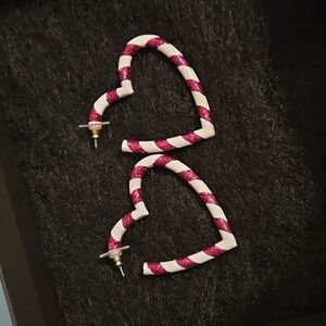 Candy cane heart betsey Johnson earrings